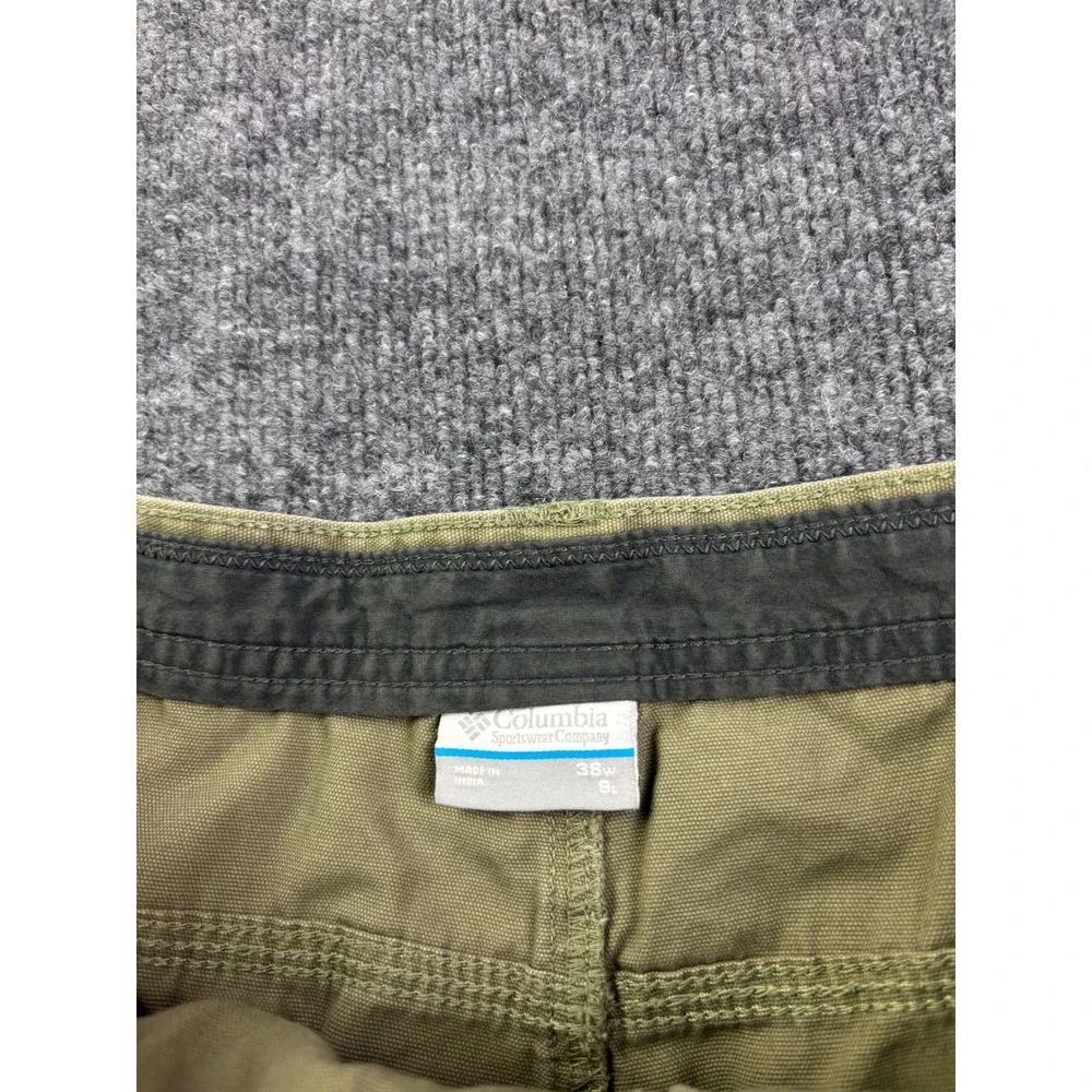 Columbia Cargo Shorts Mens 38 Green Omni-Shield‎ Cotton Canvas Hiking XM4452